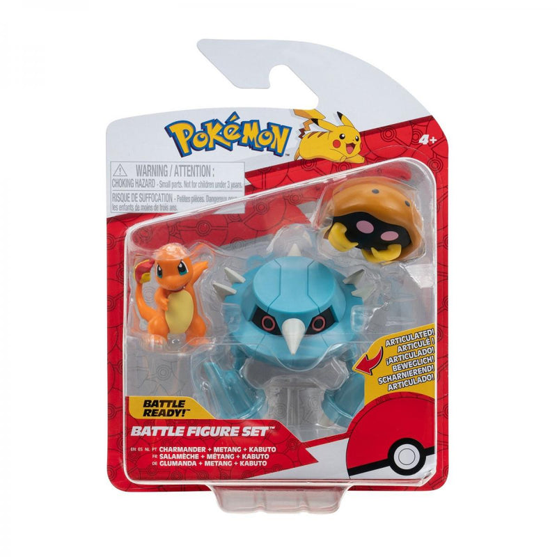 Pokémon 3 db-os figura csomag - Kabuto, Charmander, Metang