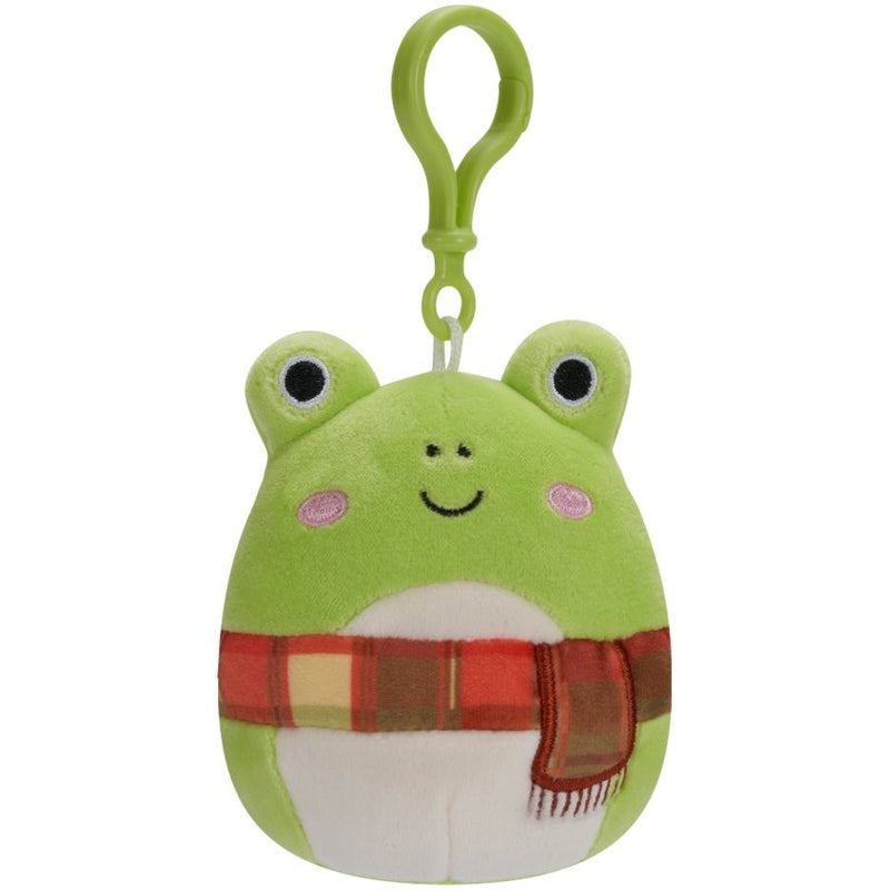 Squishmallows kulcstartós plüssfigura 9 cm - Wendy a zöld béka, kockás sállal