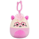 Squishmallows kulcstartós plüssfigura 9 cm - Chambless a rózsaszín oposszum szivecskés szemüveggel