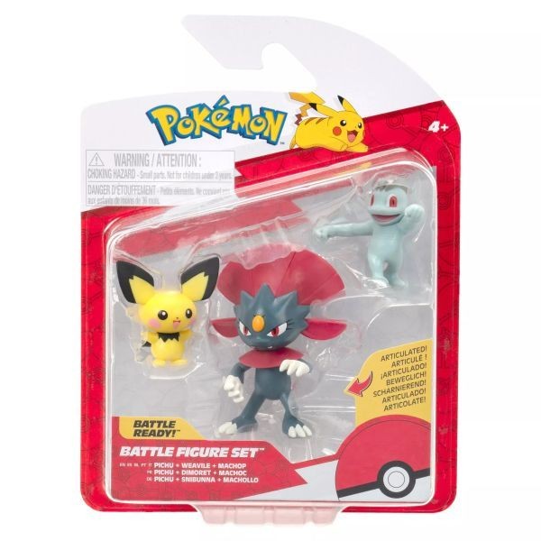 Pokémon 3 db-os figura csomag - Pichu, Machop, Weavile