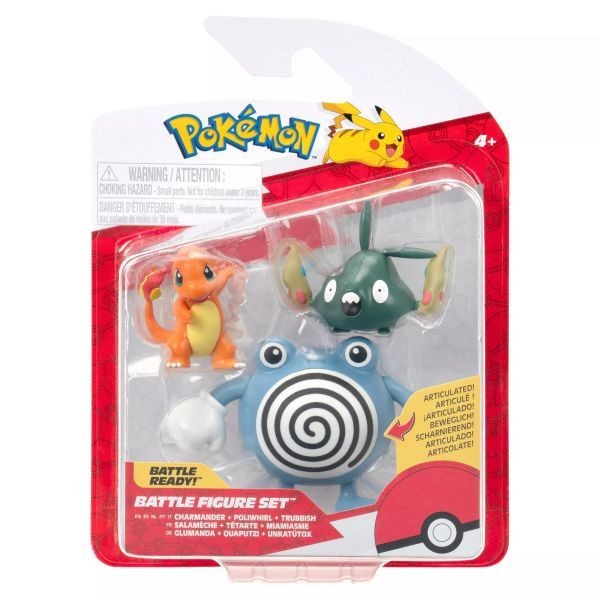 Pokémon 3 db-os figura csomag - Charmander, Trubbish, Poliwhirl