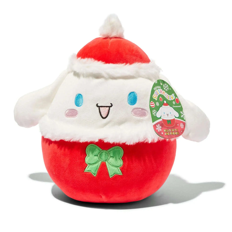 Squishmallows 20 cm - (Ünnepek) Cinnamoroll piros sapkában zöld masnival