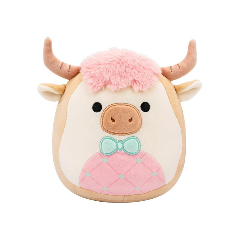 Squishmallows (Húsvéts) 20 cm - Cookie a felföldi marha krémszínűés rózsaszín mázzal és csokornyakkendővel