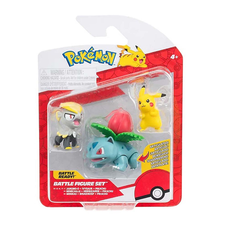 Pokémon 3 db-os figura csomag -  Pikachu, Jangmo-o, Ivysaur