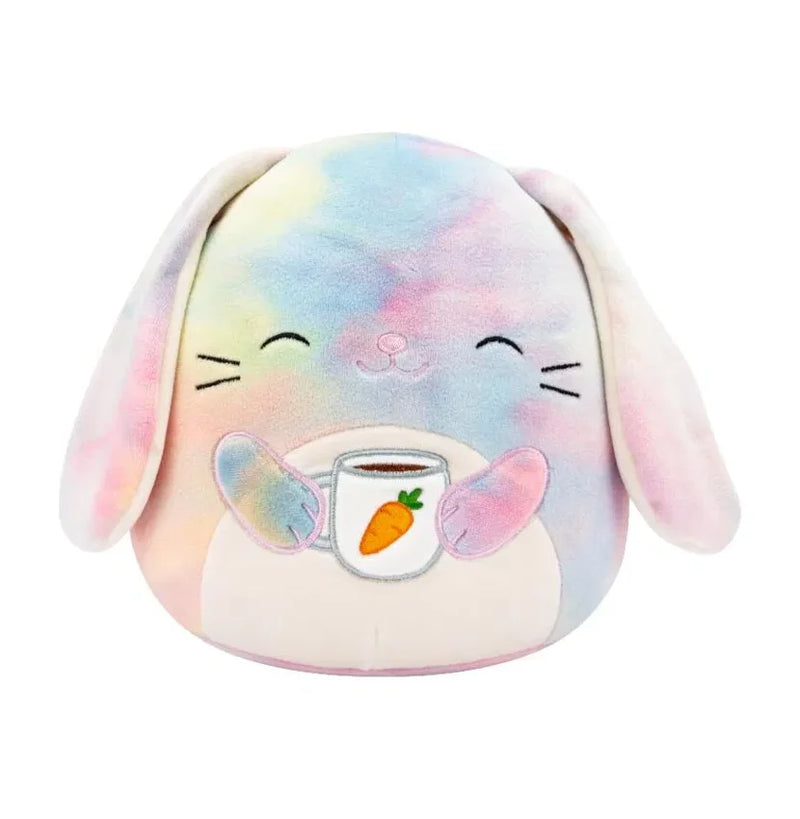 Squishmallows (Húsvét) 20 cm - Candy a rózsaszínű batikolt nyuszi egy répás csészét tartva