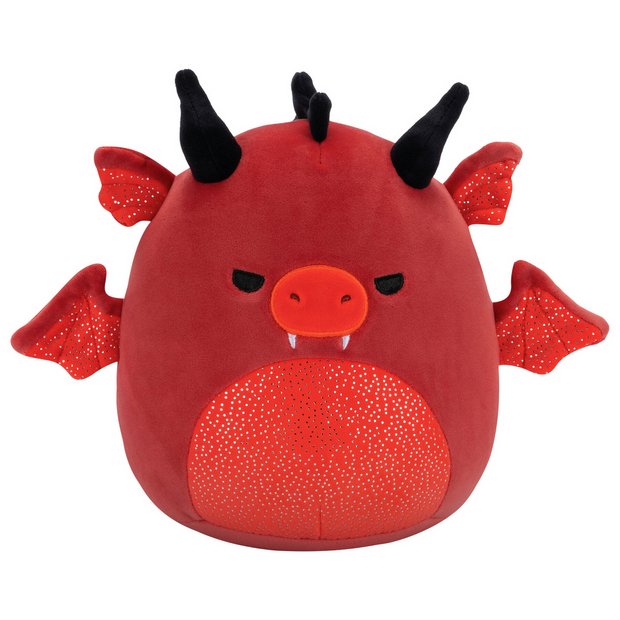 Squishmallows 20 cm - Salami a piros sárkány, mérges szemekkel és csillogós hassal