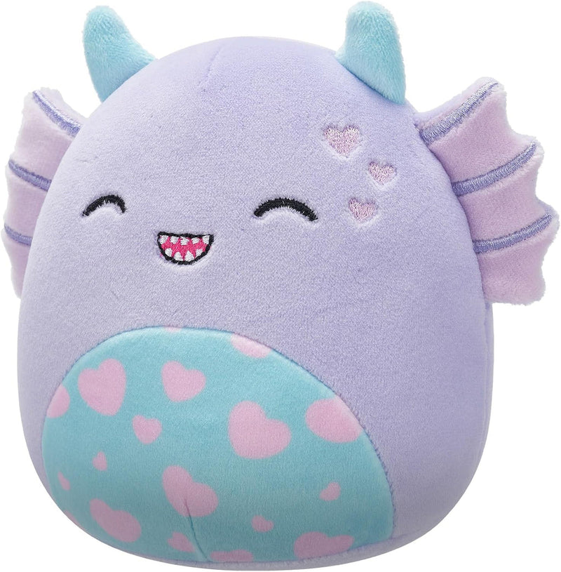 Squishmallows (Valentin nap) 20 cm - Strobe a lila mocsári szörny csukott szemekkel, és szivecskékkel
