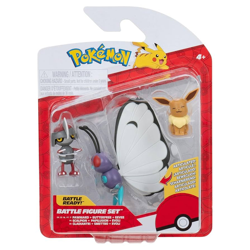 Pokémon 3 db-os figura csomag -  Eevee, Pawniard, Butterfree