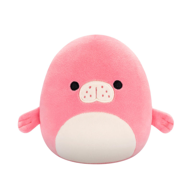 Squishmallows 13 cm - Morlai a korall színű lamantin fehér hassal