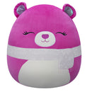 Squishmallows 13 cm - Crisanta a lila medve csukott szemekkel és sállal