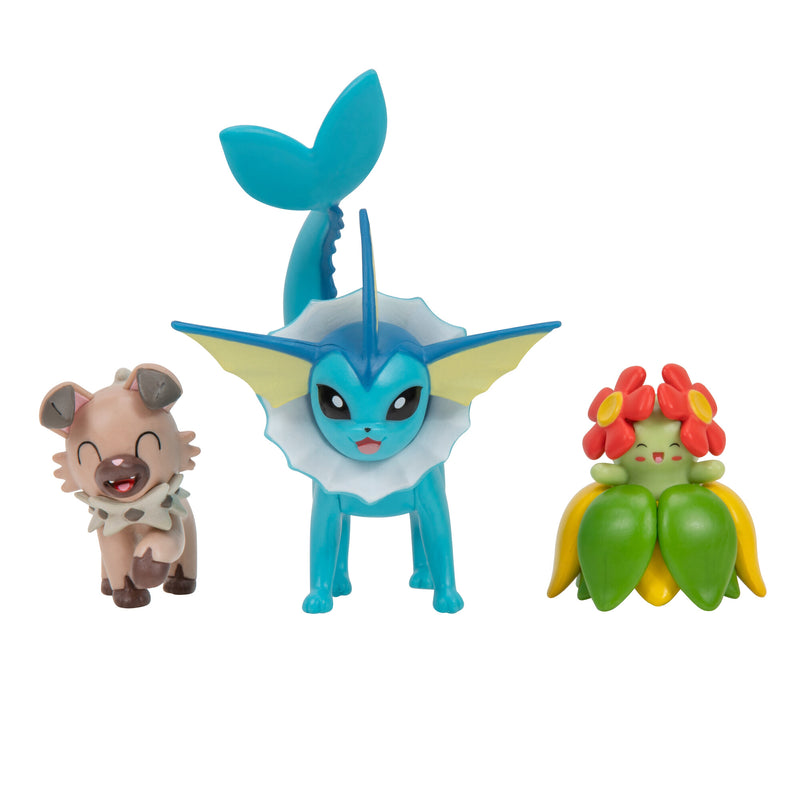 Pokémon 3 db-os figura csomag - Rockruff, Bellossom, Vaporeon