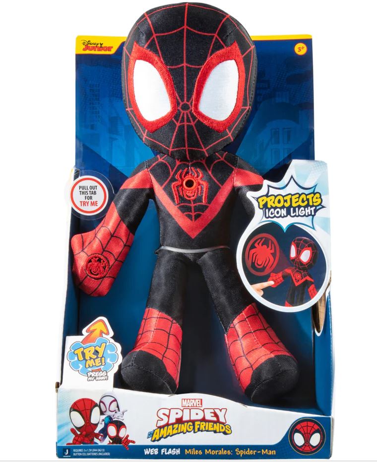 Spidey Pókember világító plüssfigura 23 cm - Miles Morales