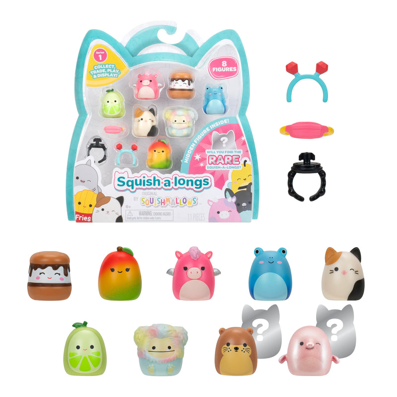 Squishmallows - Squish-a-longs gyűjthető figurák, kiegészítőkkel 8db (3 cm) - 1 db meglepetés figurával (Joanne a vidra)