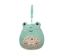 Squishmallows kulcstartós plüssfigura 9 cm - Fritz a világoszöld béka virágos hassal