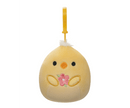 Squishmallows kulcstartós plüssfigura 9 cm - Triston a csirke, virágot tart