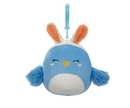 Squishmallows kulcstartós plüssfigura 9 cm - Bebe a kék madár sárga csőrrel és nyuszi fülekkel