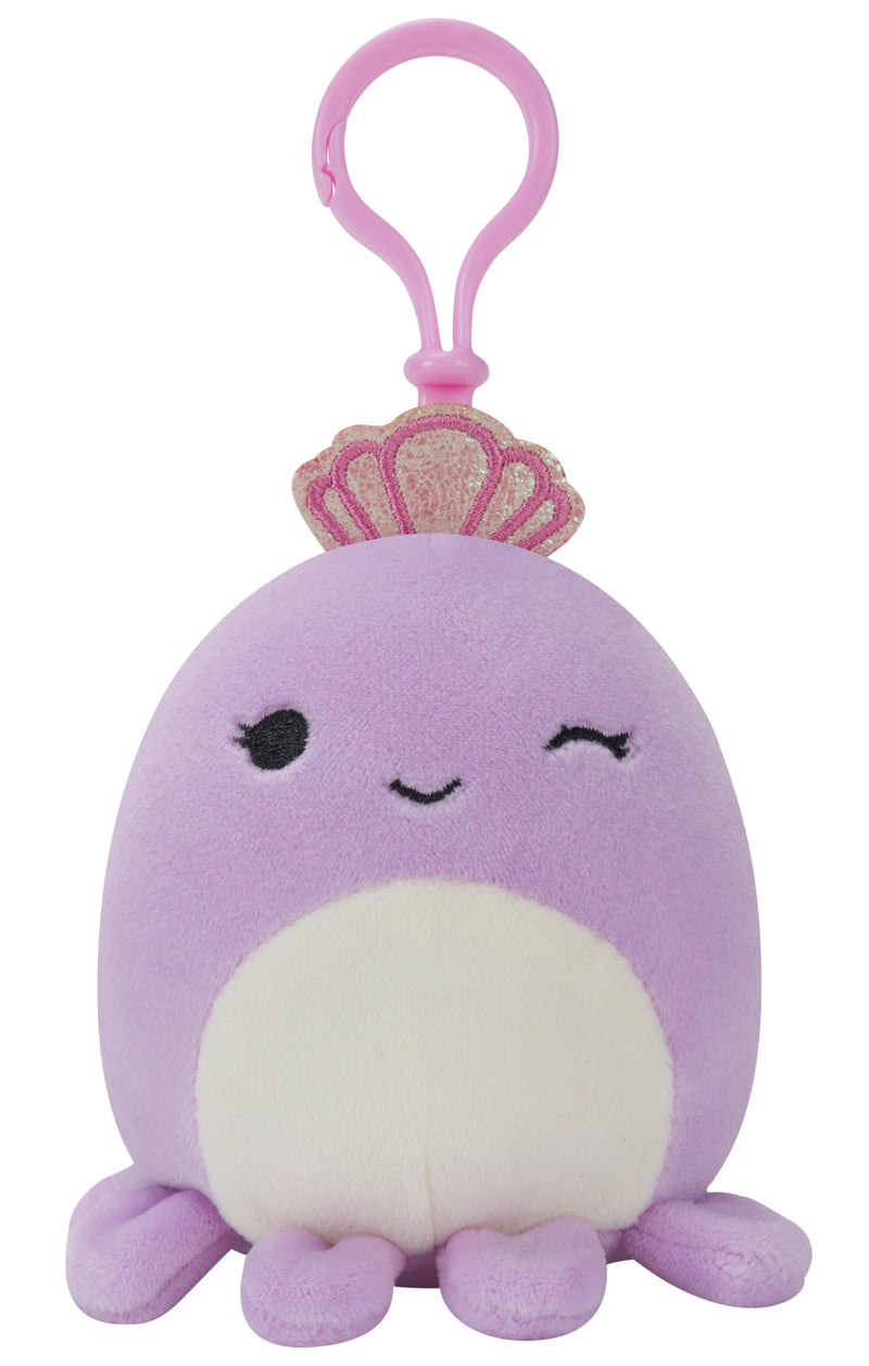 Squishmallows kulcstartós plüssfigura 9 cm - Violet a lila polip koronával