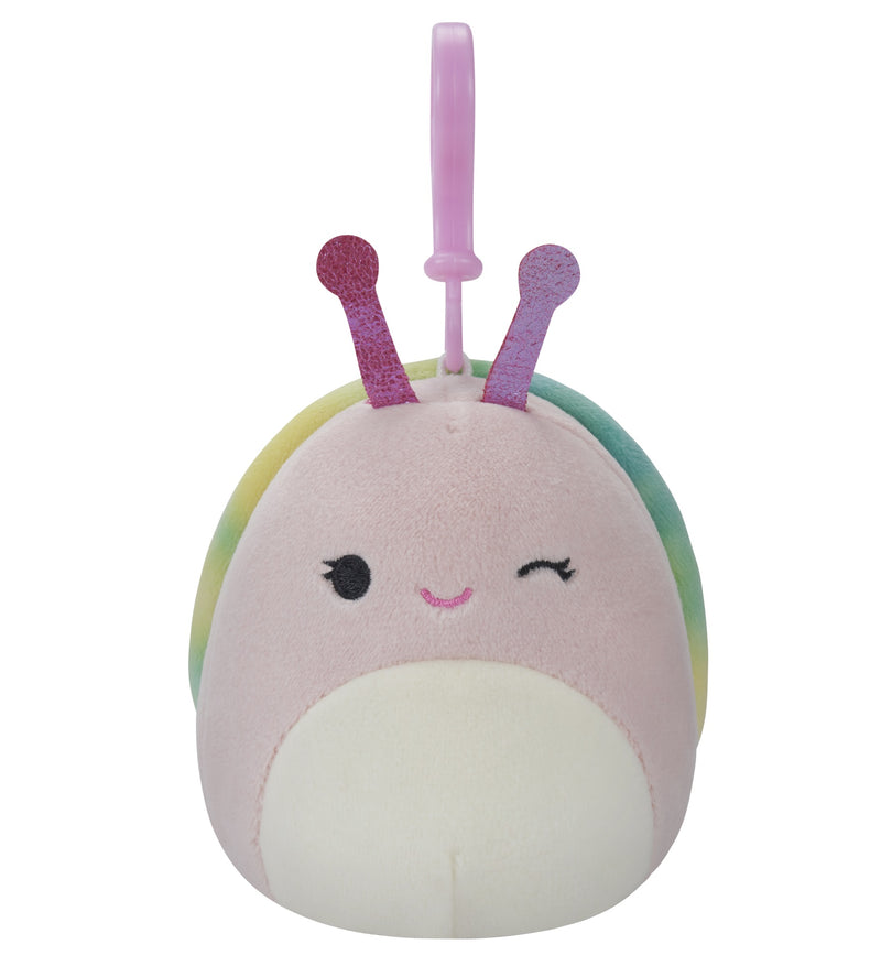 Squishmallows kulcstartós plüssfigura 9 cm - Silvina a rózsaszín kacsintós csiga