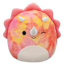Squishmallows 40 cm - Trinity a rózsaszín, batikolt triceratopsz szőrös hassal