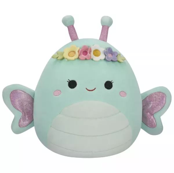 Squishmallows 13 cm - Reina, a tengerzöld pillangó virágos koronával