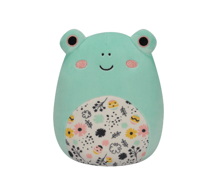 Squishmallows 13 cm - Fritz, a világoszöld béka virágnyomatos hassal