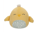 Squishmallows, 20 cm - Aimee, a sárga csibe csukott szemmel és virágos hassal