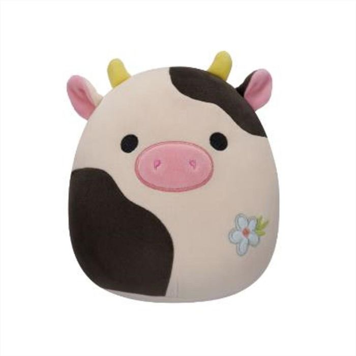 Squishmallows, 20 cm - Connor a fekete-fehét tehén virághímzéssel