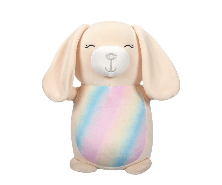 Squishmallows Hugmee, 25 cm -  Robyne a krémszínű nyuszi, szivárványos hassal