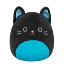 Squishmallows 20 cm - Eponine a fekete macska kék szőrös hassal és csillogó fülekkel