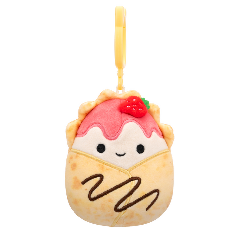 Squishmallows kulcstartós plüssfigura 9 cm - Gasten az epres palacsinta, csoki szórással