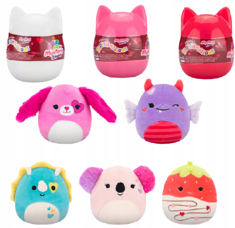 Squishmallows plüssfigura meglepetés kapszula 10 cm - Triceratopsz, Szörny, Eper, Kutya, Teknős, Koala