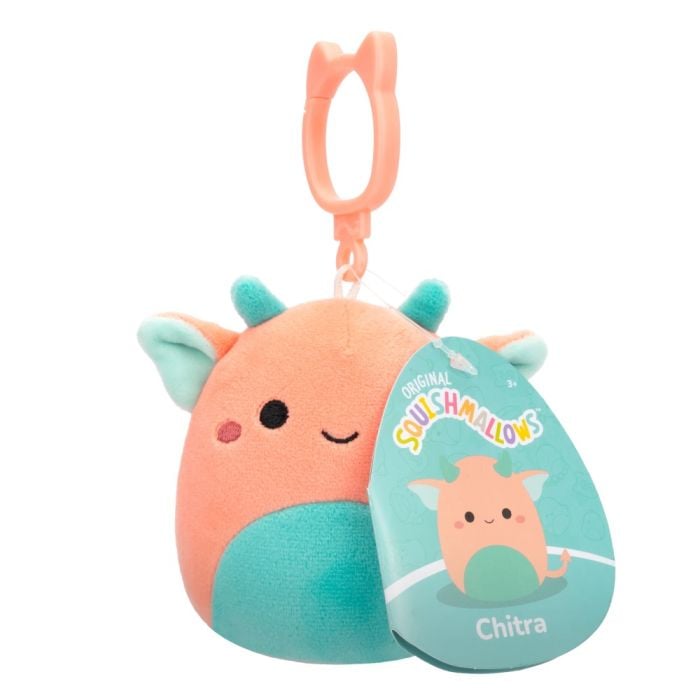 Squishmallows kulcstartós plüssfigura 9 cm - Chitra a rózsaszín és türkiz goblin