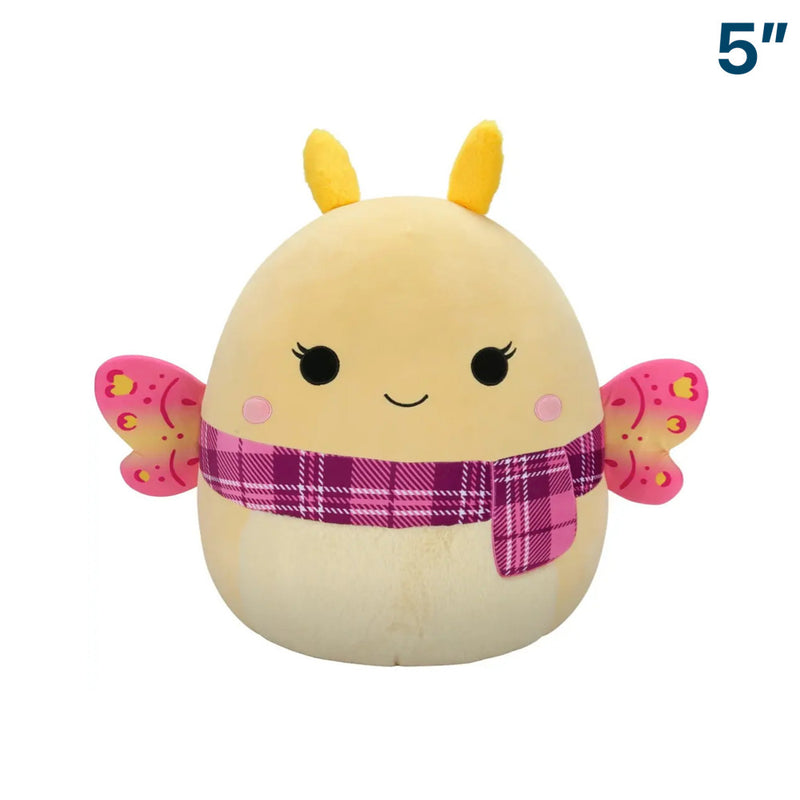 Squishmallows  13 cm - Miry a sárga lepke rózsaszín kockás sál