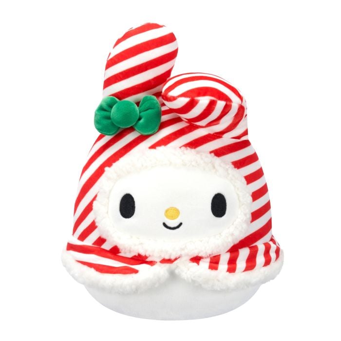 Squishmallows 20 cm - (Ünnepek) My Melody piros és fehér csíkos szalagokkal