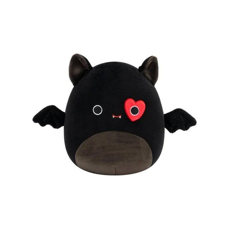 Squishmallows (Valentin nap) 20 cm - Emily a fekete denevér, szivecskés szemfedővel