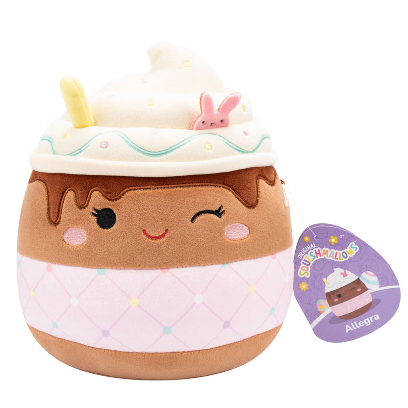 Squishmallows (Húsvét) 20 cm -  Allegra a kacsintó csokis frappé rózsaszín steppelt tokkal
