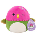 Squishmallows 20 cm - Na'lma a kacsintó zöld és magenta kolibri virágokkal