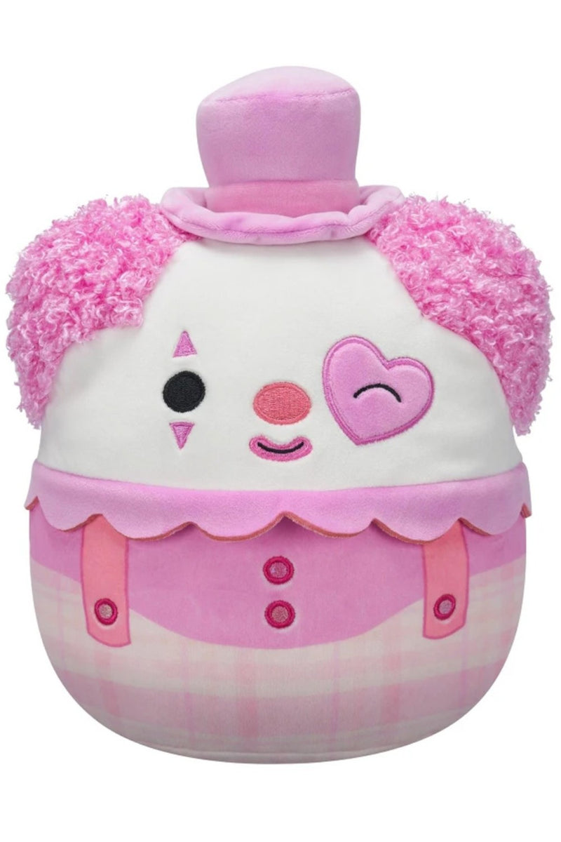 Squishmallows (Valentin nap) 20 cm - Cupid a rózsaszín és fehér bohóc, szívalakú szemfedővel