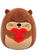 Squishmallows (Valentin nap) 20 cm - Joanne a barna tengeri vidra csukott szemekkel, selymes szívvel