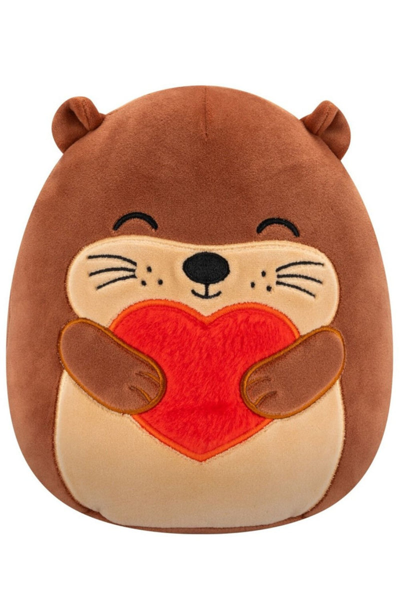 Squishmallows (Valentin nap) 20 cm - Joanne a barna tengeri vidra csukott szemekkel, selymes szívvel