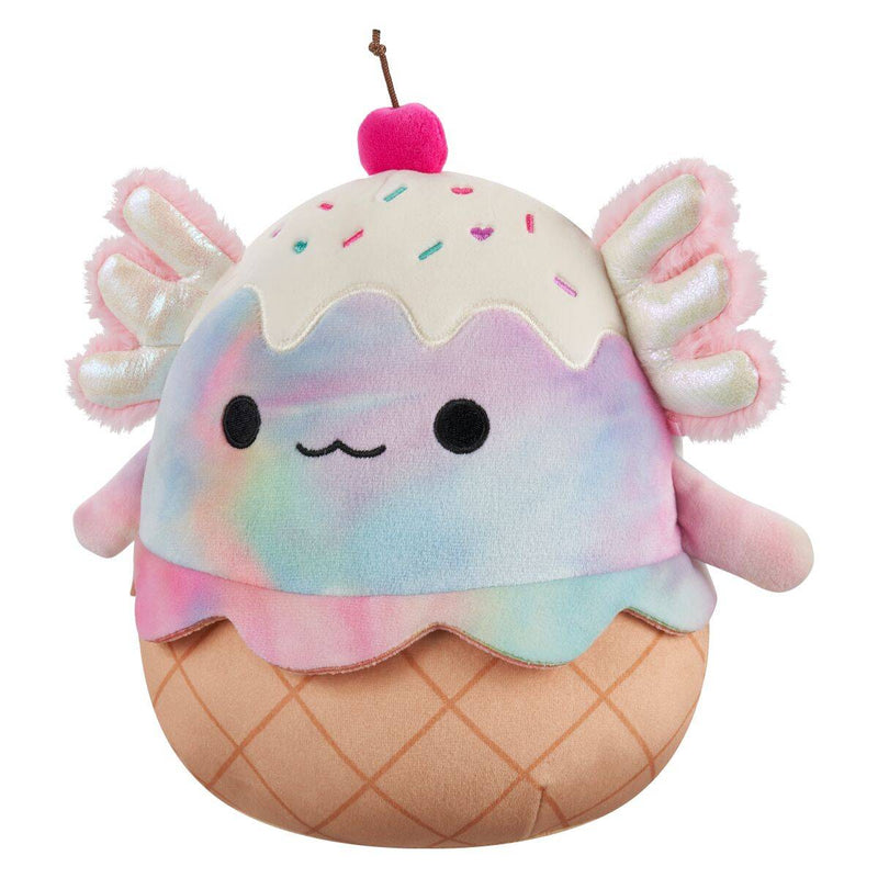 Squishmallows (Valentin nap) 20 cm - Tinley a szívárványszínű batikolt Axolotl fagylaltkehely