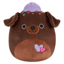 Squishmallows (Valentin nap) 20 cm - Rico a brownie csokis labrador, lila fagylalttal és szivecskékkel