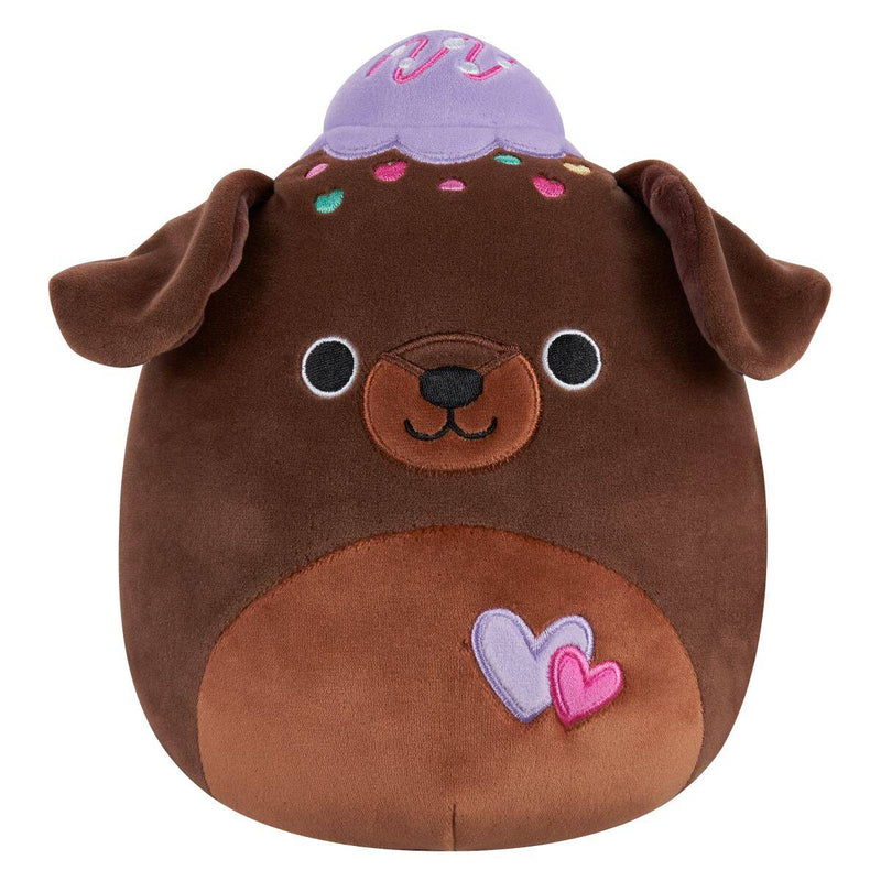 Squishmallows (Valentin nap) 20 cm - Rico a brownie csokis labrador, lila fagylalttal és szivecskékkel