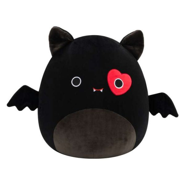 Squishmallows (Valentin nap) 40 cm - Emily a fekete denevér, szivecskés szemfedővel