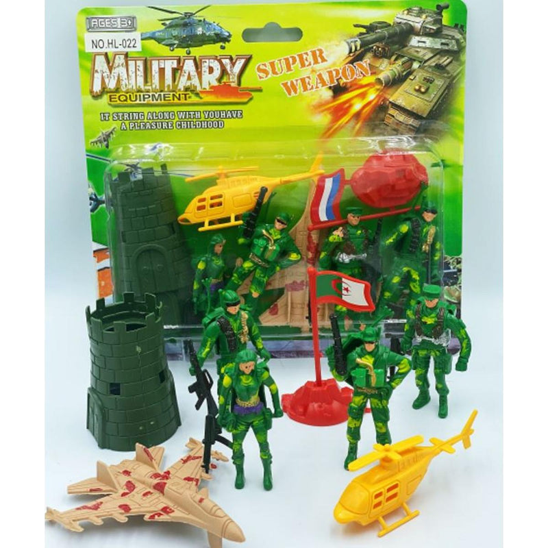 Műanyag katonai játék szett, 8 darabos