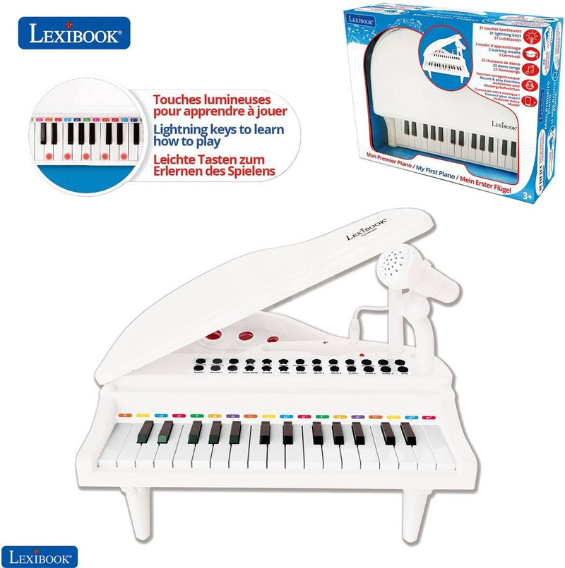 Lexibook Mini elektromos zongora mikrofonnal és 31 világító billenty?vel a könny? tanuláshoz