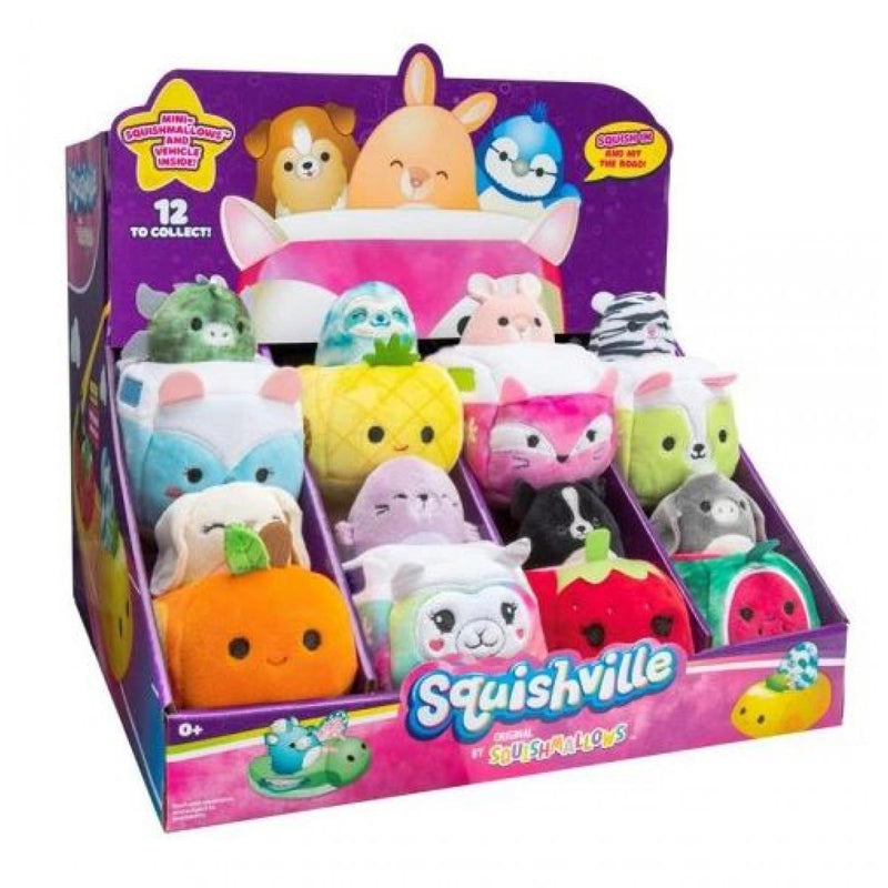 Squishville mini 2az1ben plüss járm?ben 5 cm - többféle