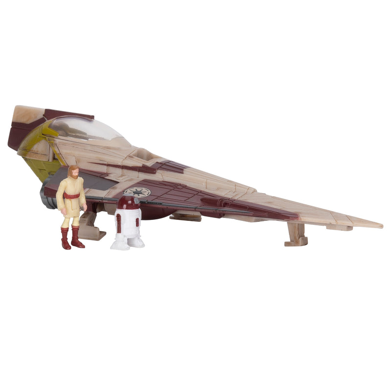 Star Wars - Csillagok háborúja Micro Galaxy Squadron 13 cm-es jármű figurával - Jedi Starfighter (Delta 7-B) + Obi-Wan Kenobi és R4-P17