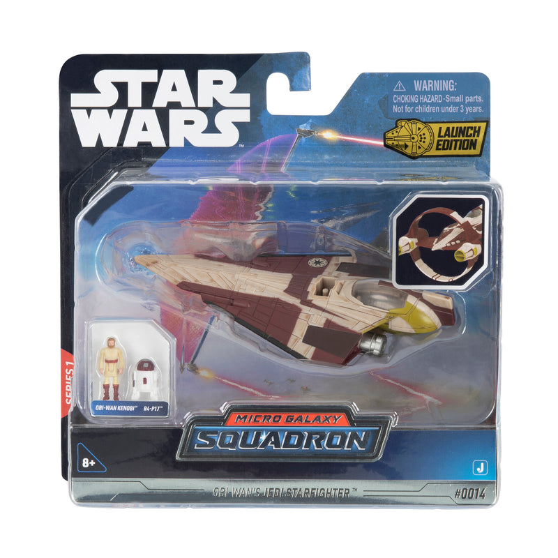 Star Wars - Csillagok háborúja Micro Galaxy Squadron 13 cm-es jármű figurával - Jedi Starfighter (Delta 7-B) + Obi-Wan Kenobi és R4-P17