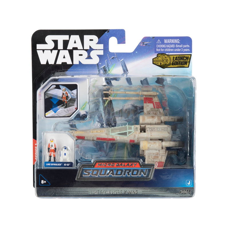 Star Wars - Csillagok háborúja Micro Galaxy Squadron 13 cm-es járm? figurával - X-Wing (Vörös ötös) + Luke Skywalker és R2-D2